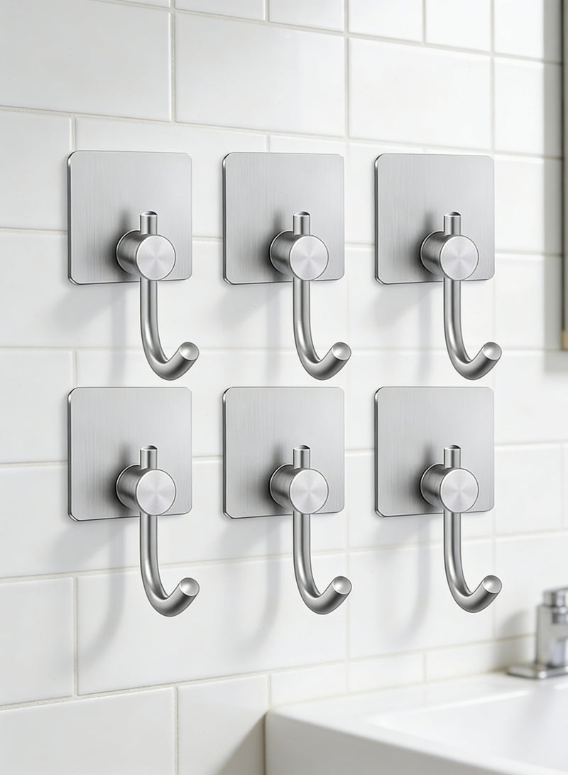 Yoawllty Wall Hook for Wreath Hanging, Waterproof Wall Hanger, Heavy Duty Towel Hook for Hanging Coat, Hat, Key, Clothes, Wall Hook Mount for Kitchen, Bathroom, Office（Silver) - Image 1